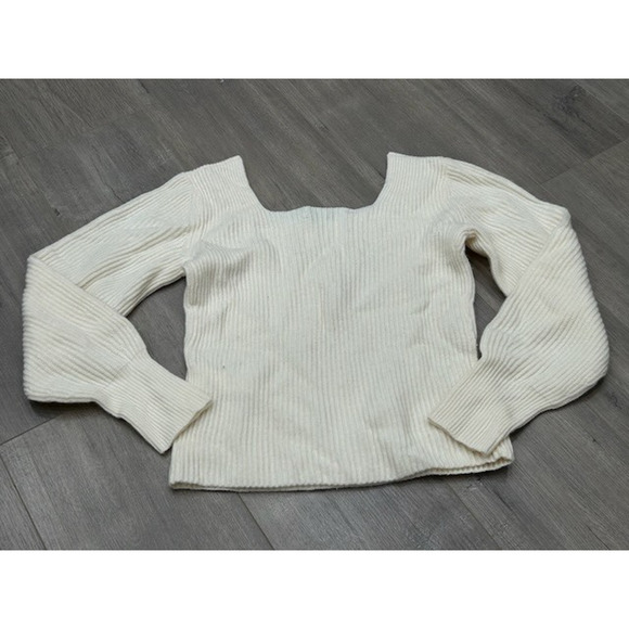 Madewell SoftWool Square-Neck Pullover Ribbed Sweater Heather Cloud Size S NWT - Picture 11 of 11